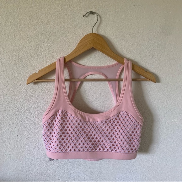 Lorna Jane Pink Mesh Racer Back Sports Bra Size Large - Picture 1 of 4
